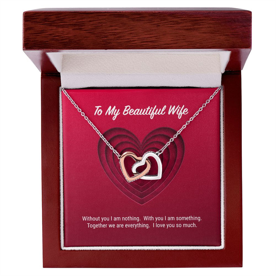 To My Beautiful Wife Interlocking Hearts Necklace