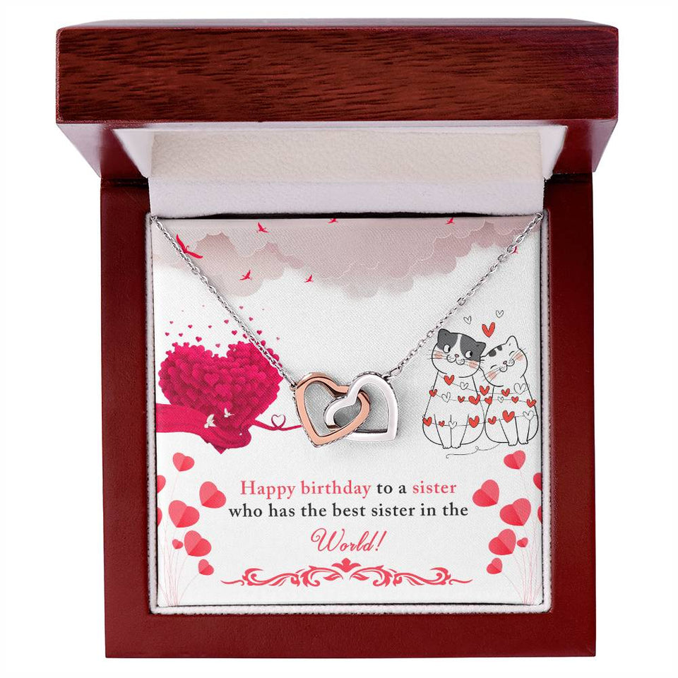 Sister Birthday Interlocking Hearts Necklace