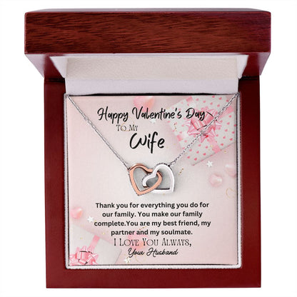 Happy Valentine's Day To My Wife Interlocking Hearts Necklace Gift For Mom, necklace For Wife, Gift For Mother's Day