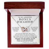 I Love You With All My Heart Necklace - Bonus Daughter Necklace - Gift from Bonus Mom or Bonus Dad, Interlocking Hearts Necklace