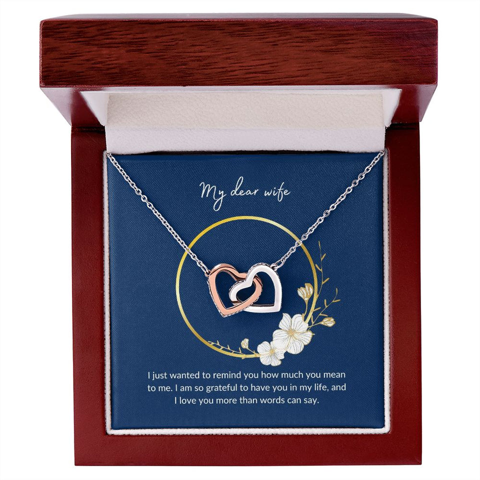 Wife - I Love You More Than Words Can Say - Interlocking Hearts Necklace