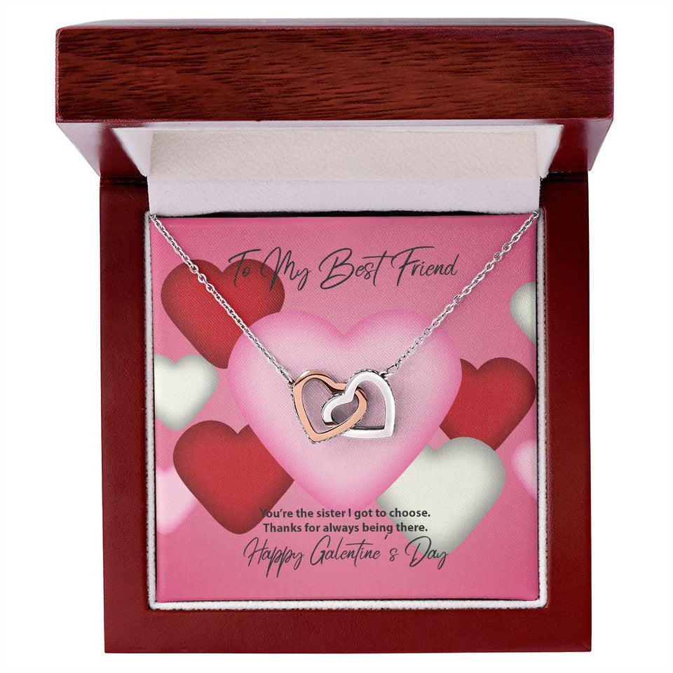To My Best Friend Galentine's Day Interlocking Hearts Necklace