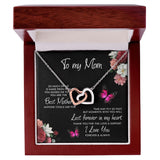 To My Mom Time May Fly Interlocking Hearts Necklace