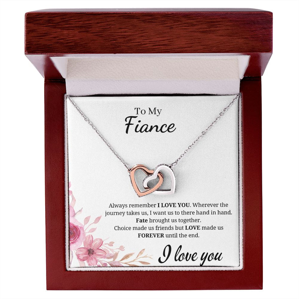 To My Fiance -  Interlocking Hearts - Till The End - White Card Gift For Mom, necklace For Wife, Gift For Mother's Day