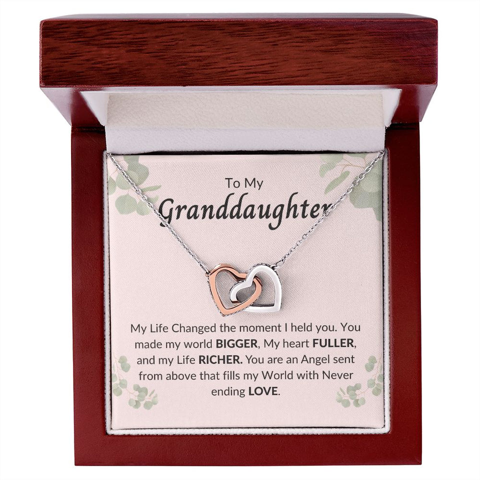 To My Granddaughter- Interlocking hearts Necklace