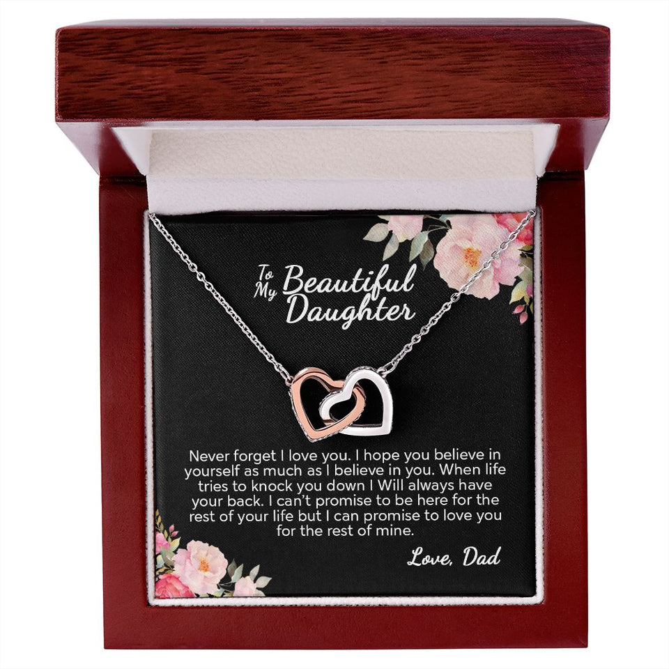 To My Beautiful Daughter From Dad | I Can Promise | Interlocking Hearts Necklace