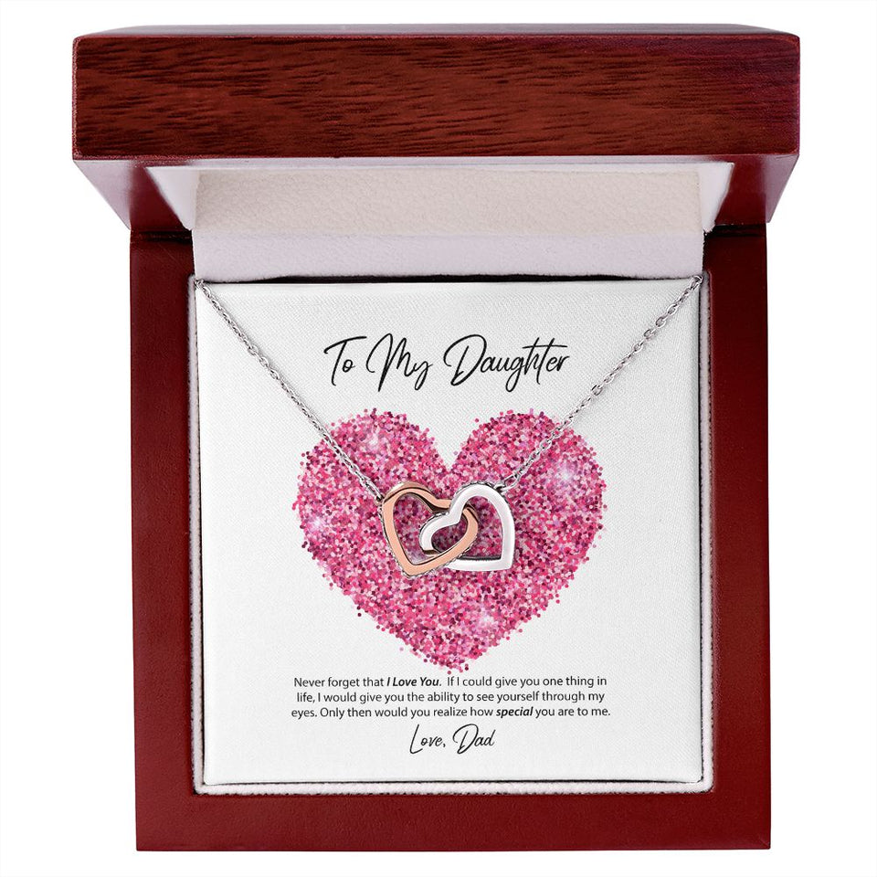 To My Daughter Love Dad Interlocking Hearts Necklace