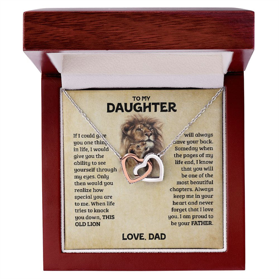 To My Daughter | This Old Lion | Interlocking Hearts Necklace | Father to Daughter Gift