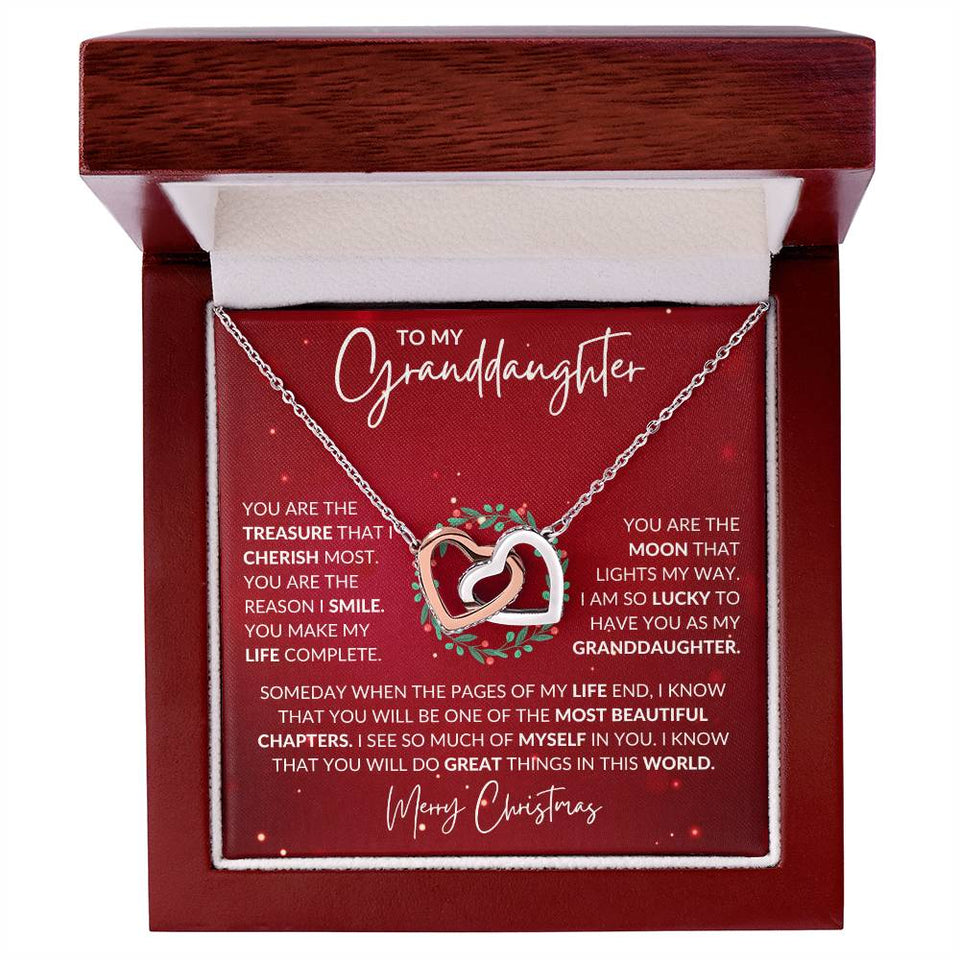 Granddaughter Christmas Interlocking Hearts Necklace Gift