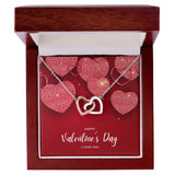 Happy Valentine's Day Interlocking Hearts Pendant Necklace Gift For Mom, necklace For Wife, Gift For Mother's Day