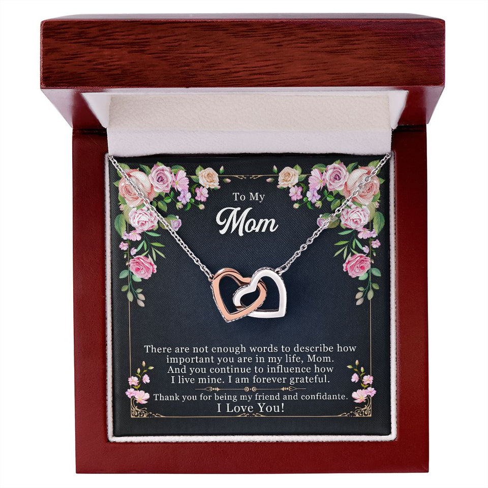 To My Mom necklace, Forever Grateful to Mom | Interlocking Hearts Necklace
