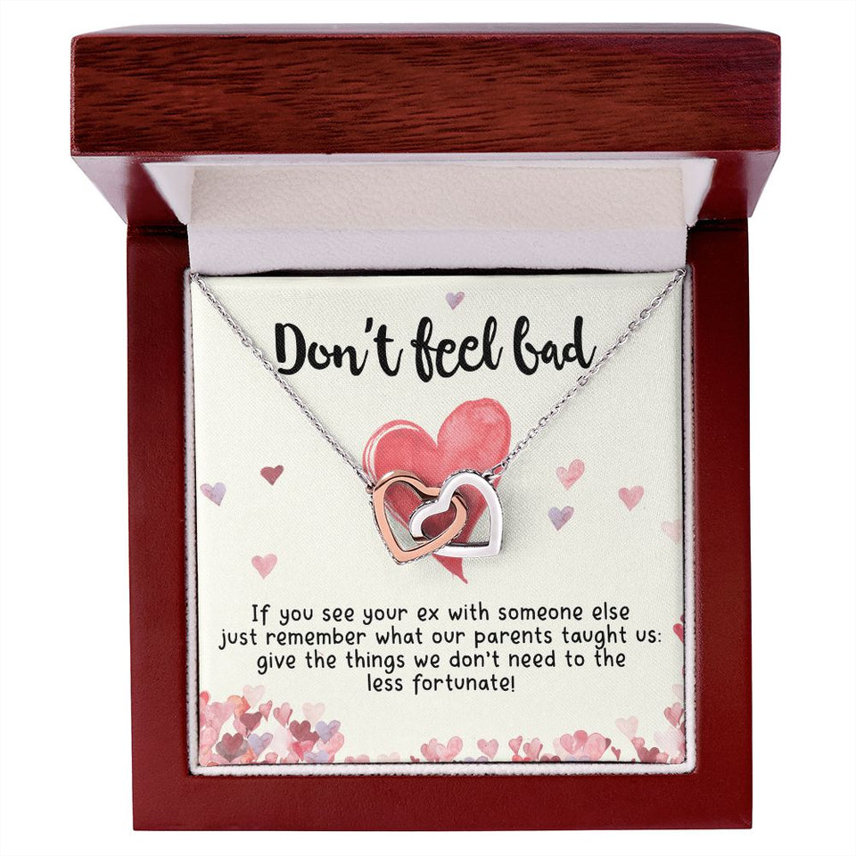 Girlfriend and Soulmate Necklace - Don't Feel Bad If You See Your Ex Interlocking Hearts Necklace