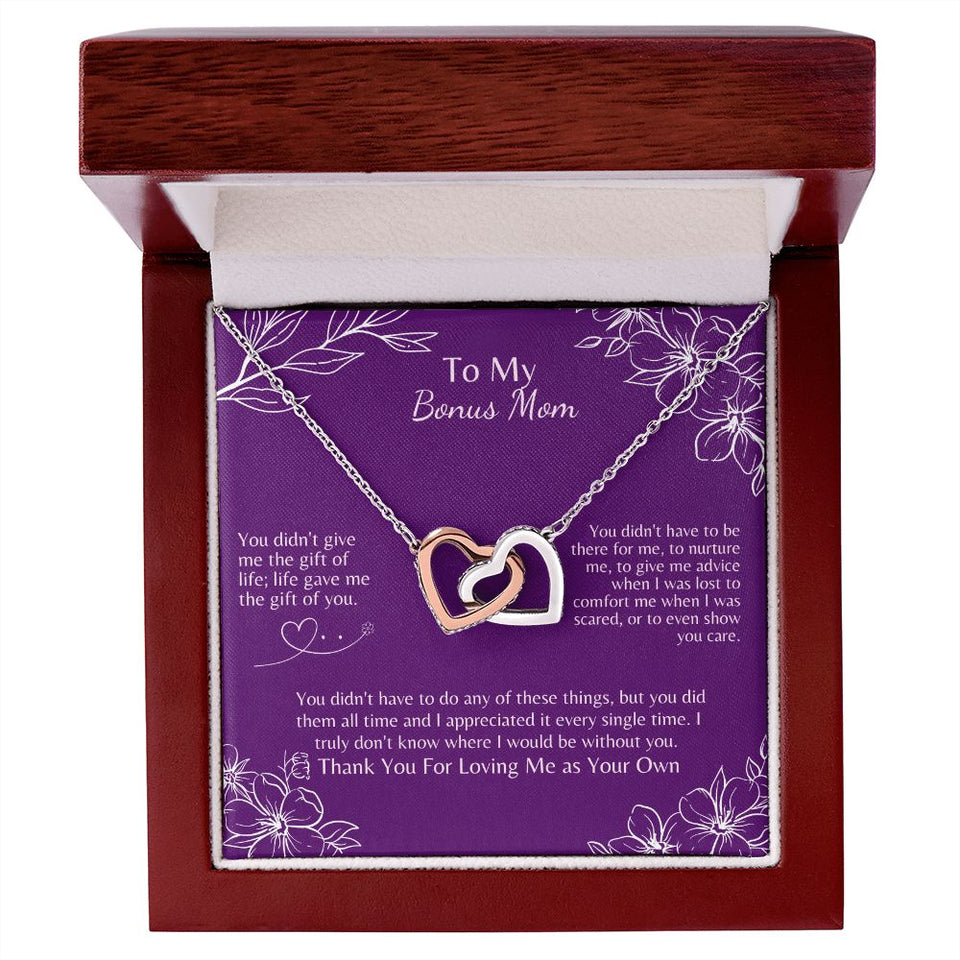 To My Bonus Mom - The Gift of You - Interlocking Hearts Necklace Gift For Mom, necklace For Wife, Gift For Mother's Day
