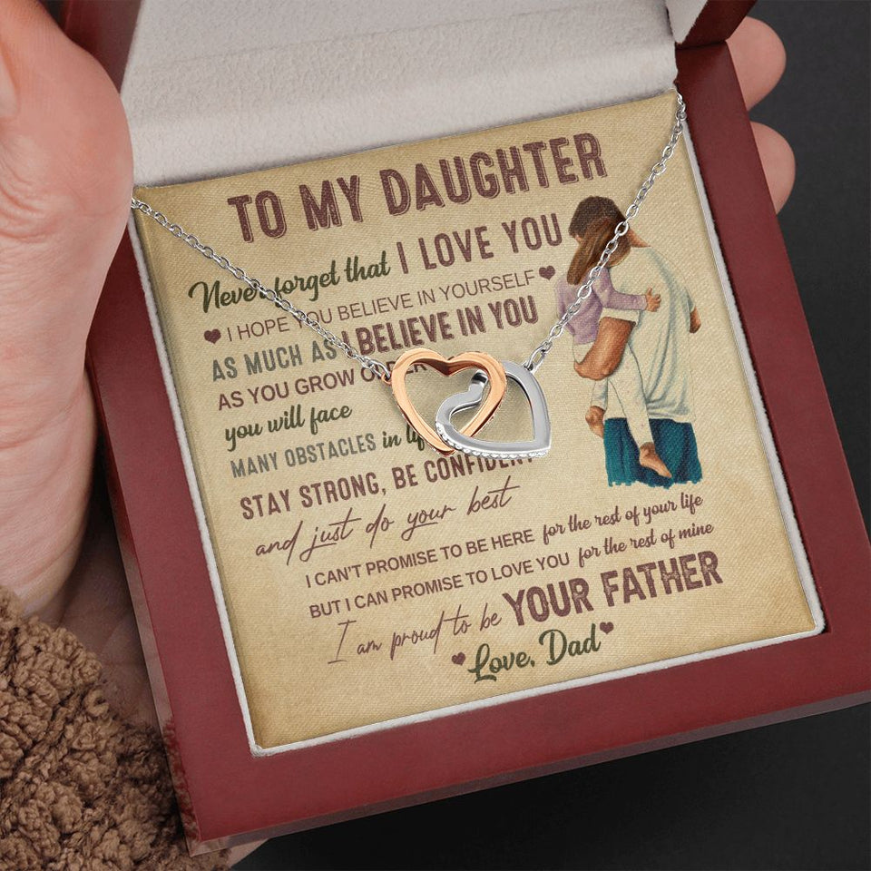 To My Daughter | Never Forget That I Love You | Interlocking Hearts Necklace | Anniversary Gift