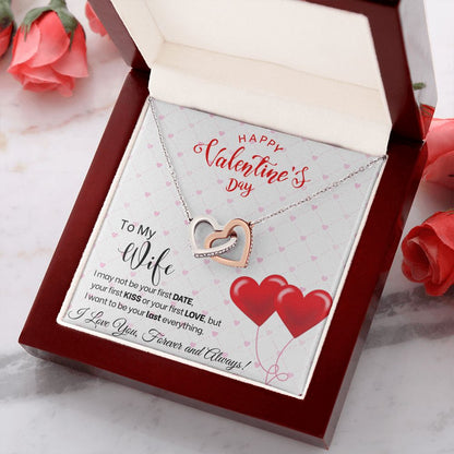 To My Wife - Interlocking Hearts Necklace - Red Balloons Gift For Mom, necklace For Wife, Gift For Mother's Day