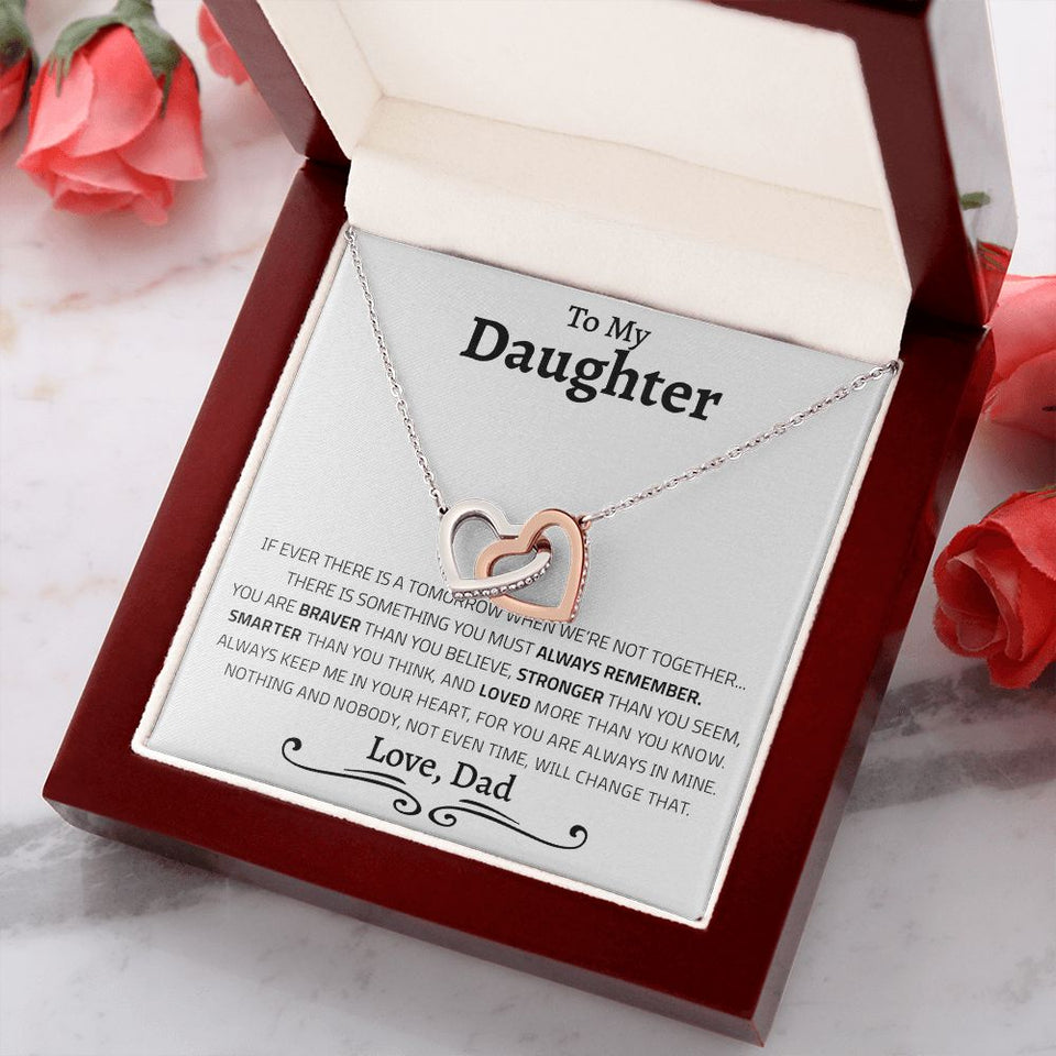 To My Daughter | I Will Always Keep You In My Heart | Interlocking Hearts Necklace