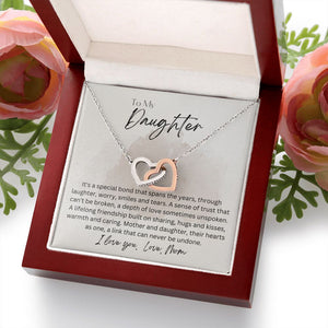 To My Daughter From Mom Interlocking Hearts Necklace Gift For Mom, necklace For Wife, Gift For Mother's Day