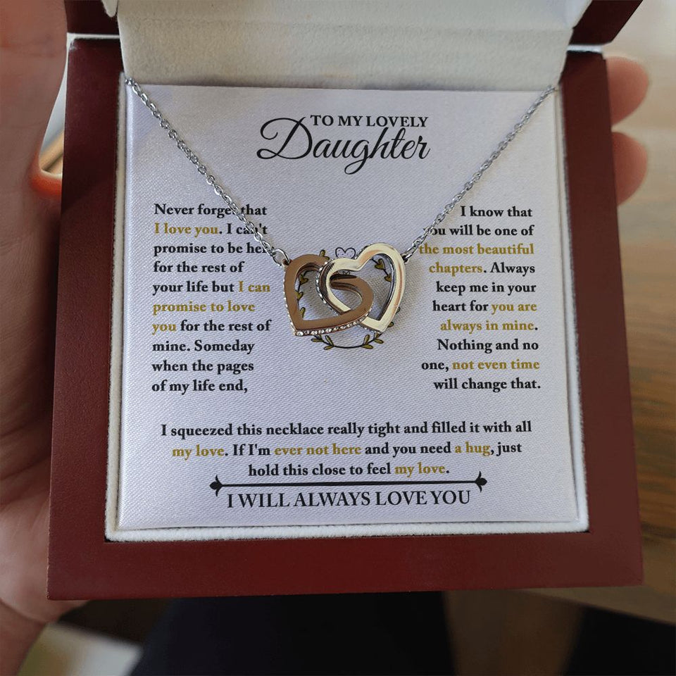 Daughter Necklace - Feel My Love - Interlocking Hearts Necklace