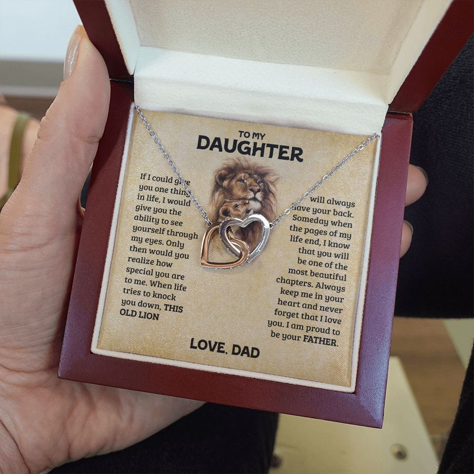 To My Daughter | This Old Lion | Interlocking Hearts Necklace | Father to Daughter Gift
