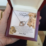 To My Daughter From Dad | This Old Lion Will Always Have Your Back | Interlocking Hearts Necklace