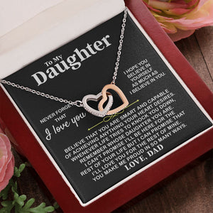 Daughter I Hope You, Interlocking Hearts Necklace, Christmas Gift Idea for Daughter