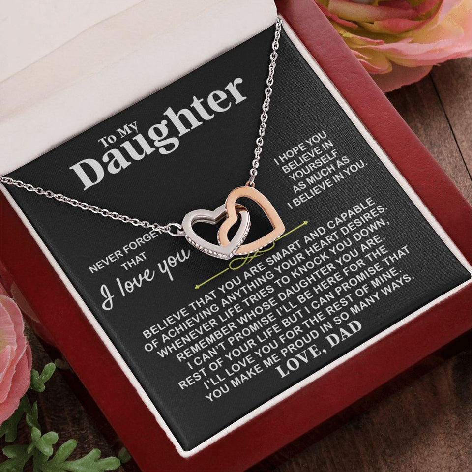 Daughter I Hope You, Interlocking Hearts Necklace, Christmas Gift Idea for Daughter