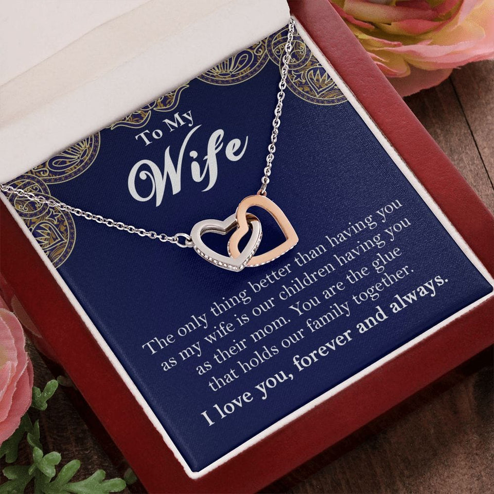 To My Wife Interlocking Hearts Rose Gold Necklace Gift From Husband