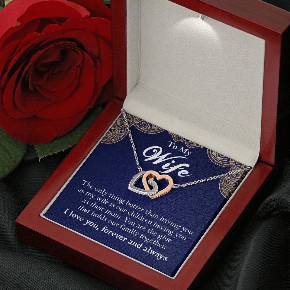 To My Wife Interlocking Hearts Rose Gold Necklace Gift From Husband