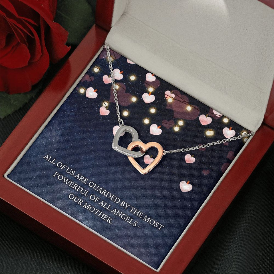 Guarded by our Mother Interlocking Hearts Necklace