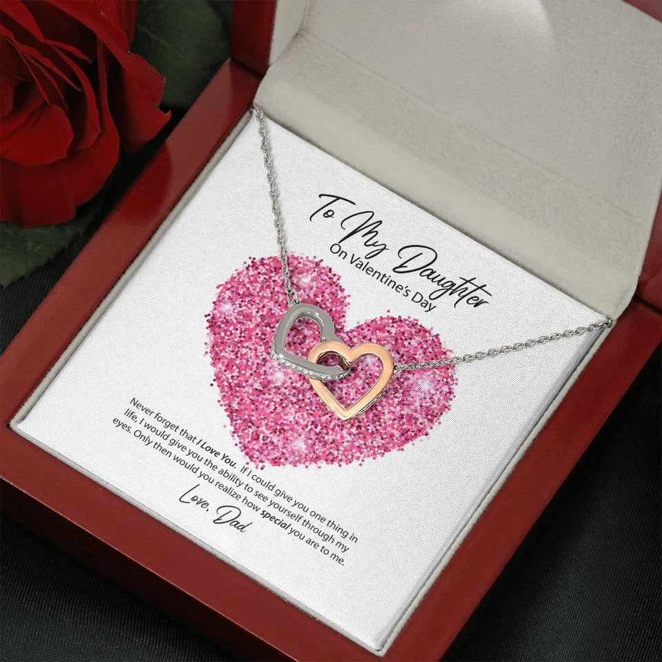 To My Daughter from Dad Valentine's Day Interlocking Hearts Necklace