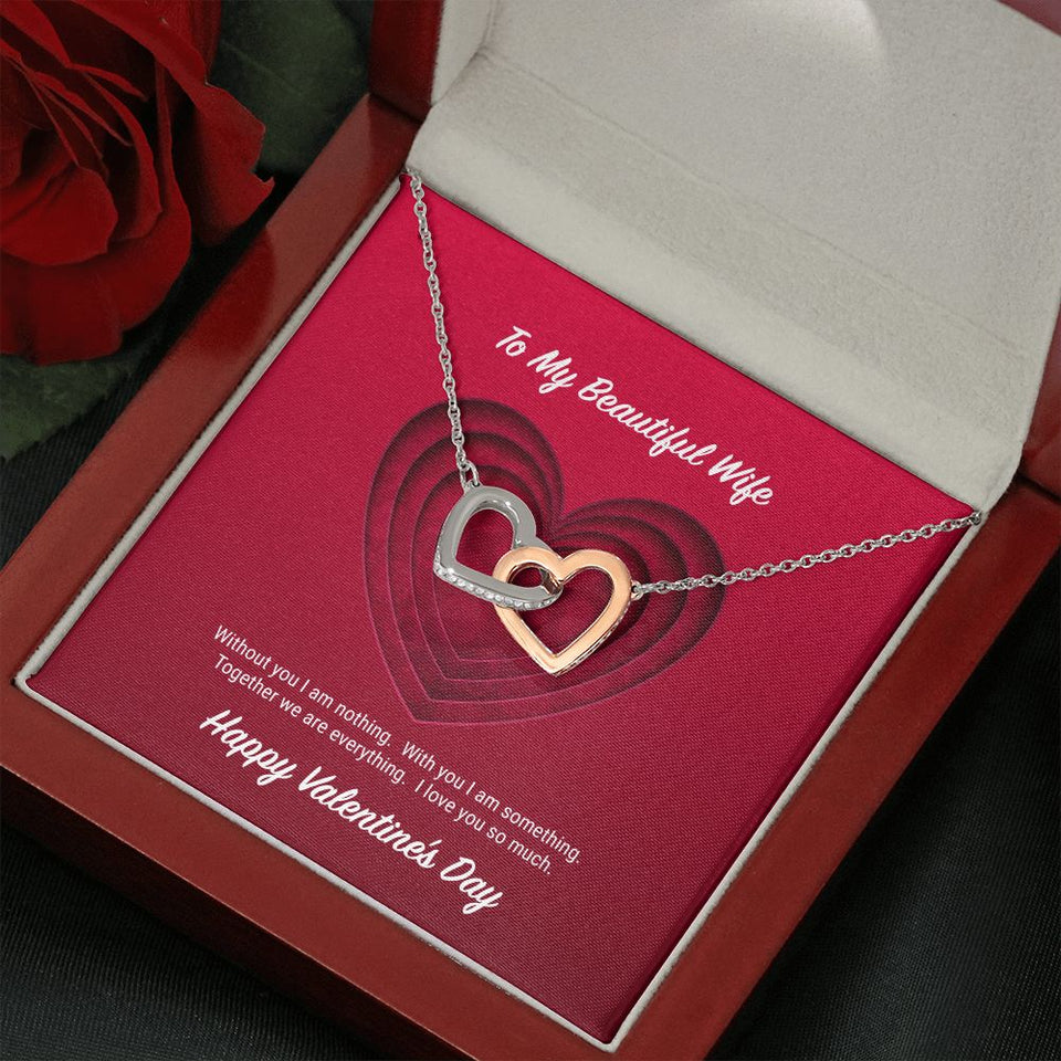 To My Beautiful Wife Valentine's Day Interlocking Hearts Necklace