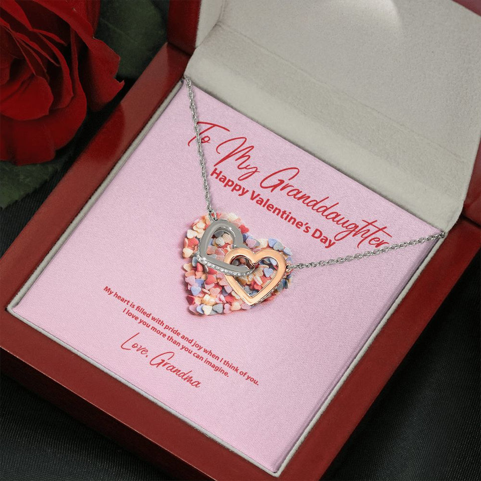 To My Granddaughter from Grandma Valentine's Day Interlocking Hearts Necklace