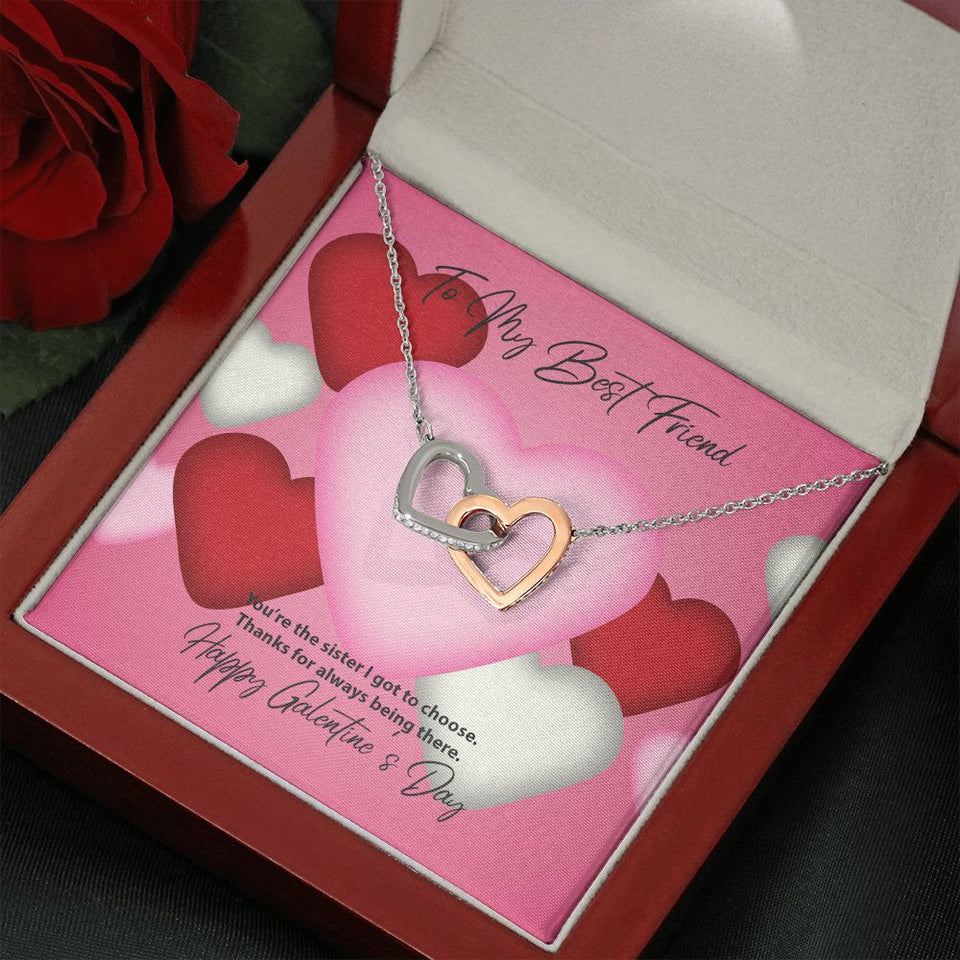 To My Best Friend Galentine's Day Interlocking Hearts Necklace