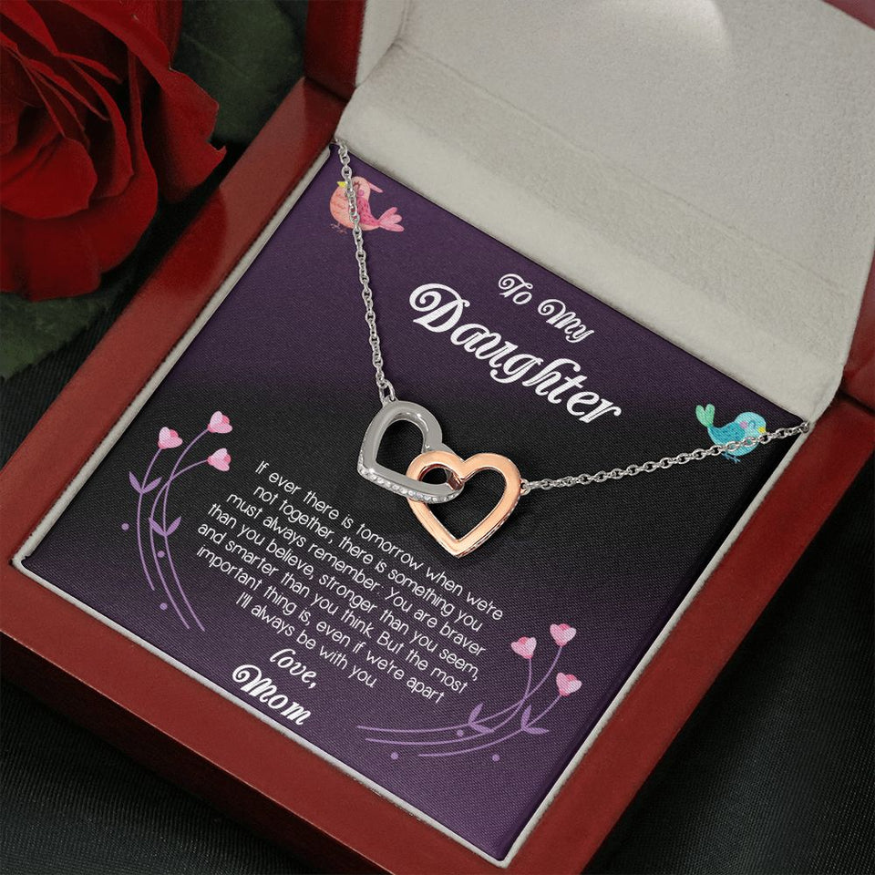 To My Daughter Love Mom Interlocking Hearts Necklace