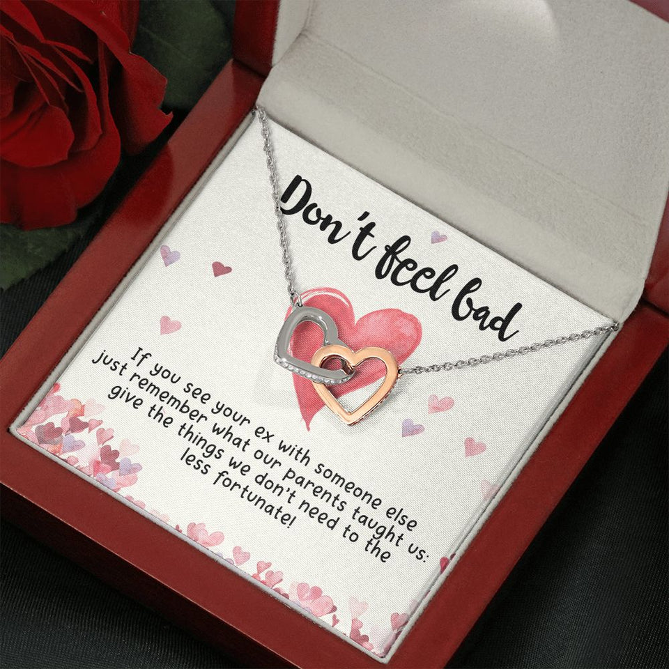 Girlfriend and Soulmate Necklace - Don't Feel Bad If You See Your Ex Interlocking Hearts Necklace