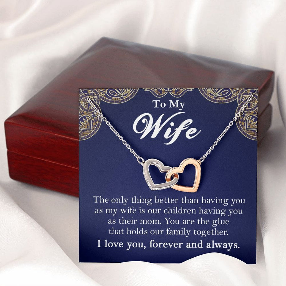 To My Wife Interlocking Hearts Rose Gold Necklace Gift From Husband