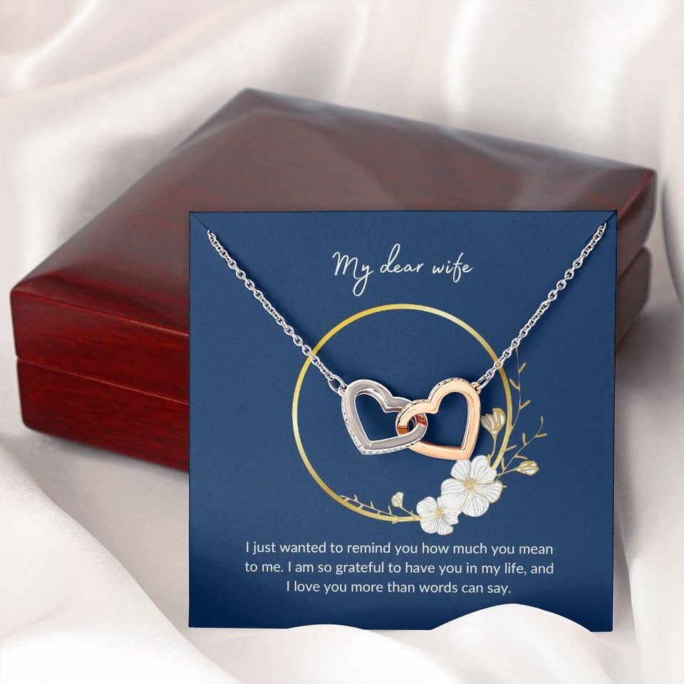 Wife - I Love You More Than Words Can Say - Interlocking Hearts Necklace
