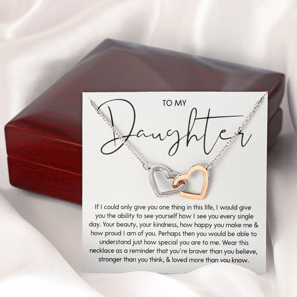 To My Daughter - You Are Special, Interlocking Hearts Necklace Gift