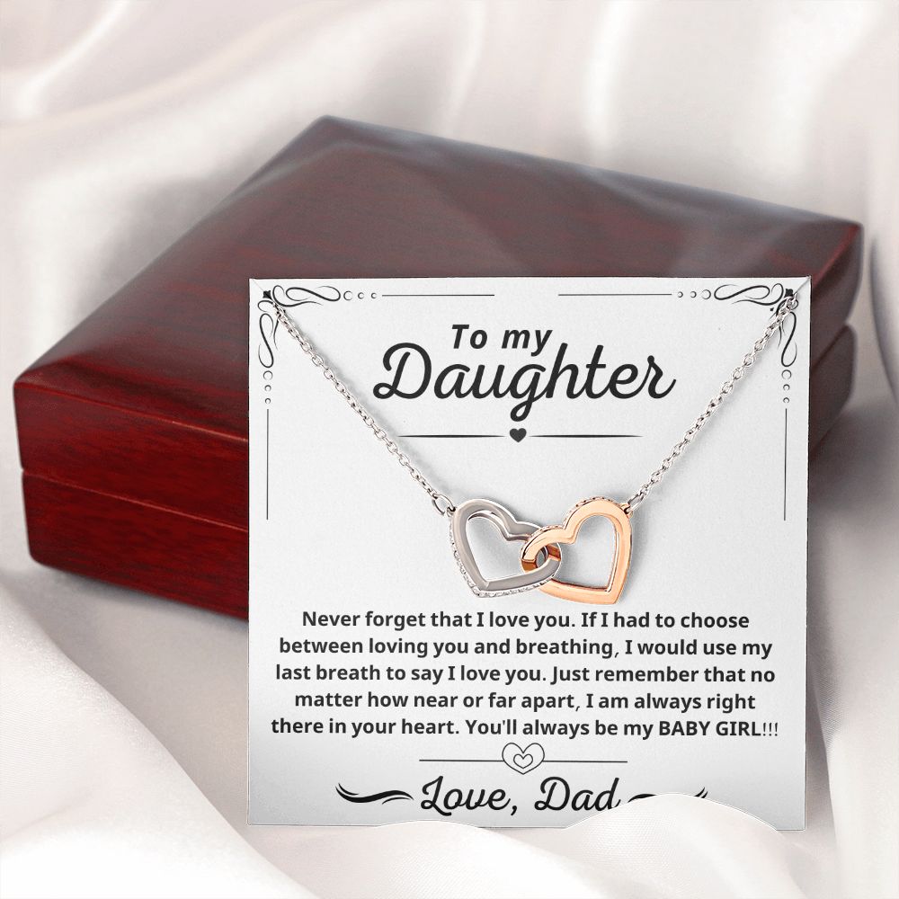 My Baby Girl - Interlocking Heart Necklace Gift To Daughter From Dad, Interlocking Hearts Necklace