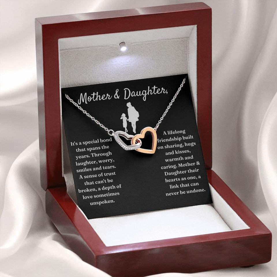 Special Bond That Spans The Years - Interlocking Hearts Necklace For Daughter