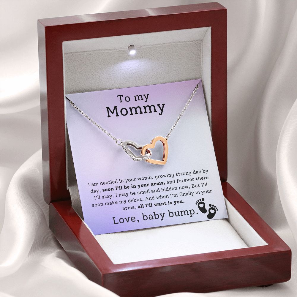 To My Mommy - Soon I'll Be In Your Arms Interlocking Hearts Necklace