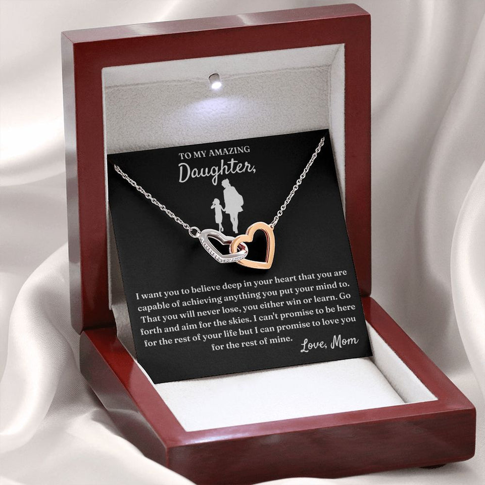 Capable Of Achieving Anything - Interlocking Hearts Necklace For Daughter