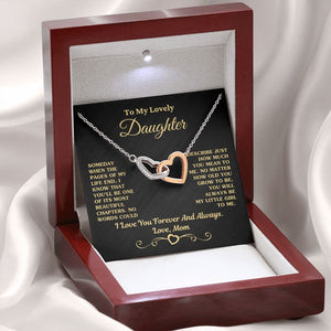 Gift For Daughter Necklace From Mom -  My Little Girl To Me Love, Mom Necklace, Interlocking Hearts Necklace