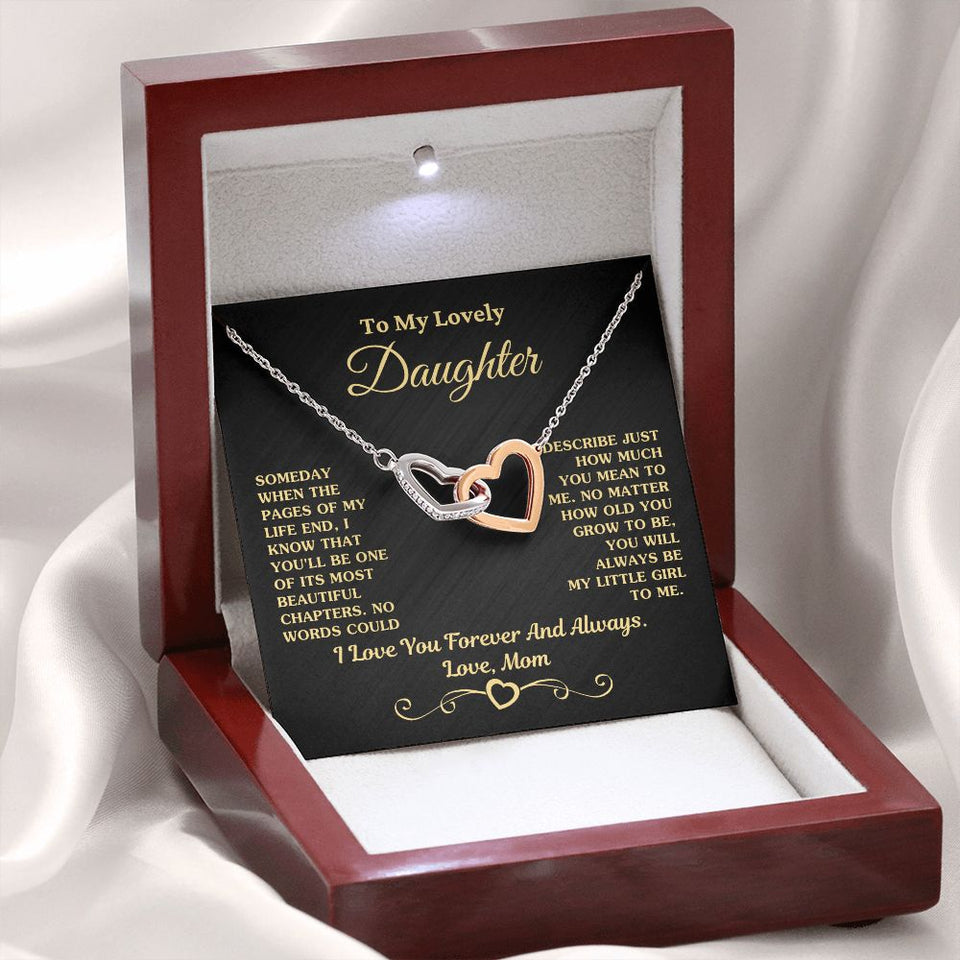 Gift For Daughter Necklace From Mom -  My Little Girl To Me Love, Mom Necklace, Interlocking Hearts Necklace