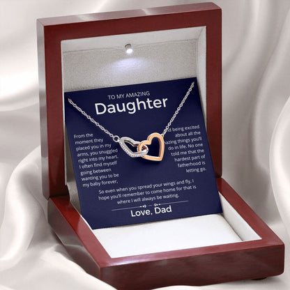 I Will Always Be Waiting - Interlocking Hearts Necklace For Daughter