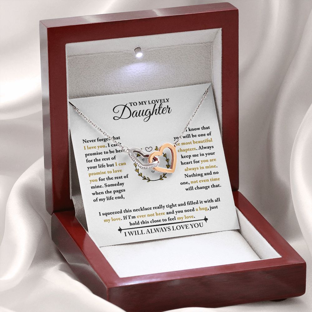 Daughter Necklace - Feel My Love - Interlocking Hearts Necklace