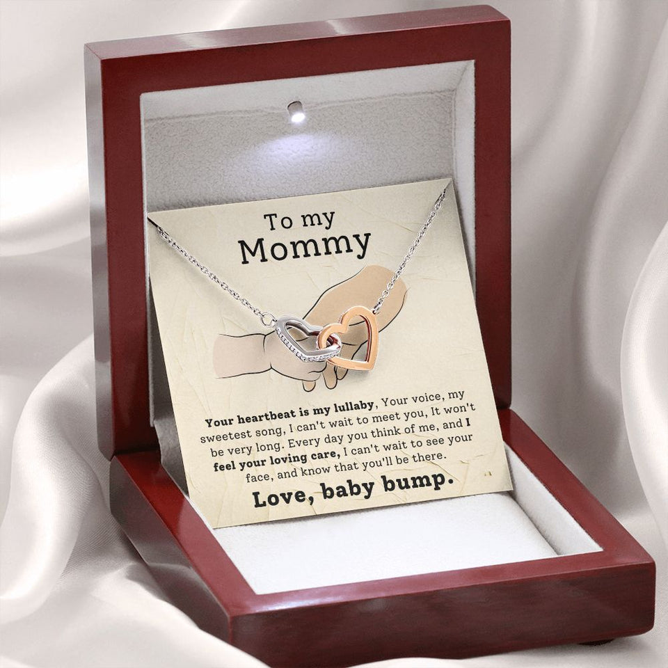 To My Mommy - Your Heartbeat Is My Lullaby Interlocking Hearts Necklace