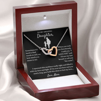 Hard To Find Words - Interlocking Hearts Necklace For Daughter