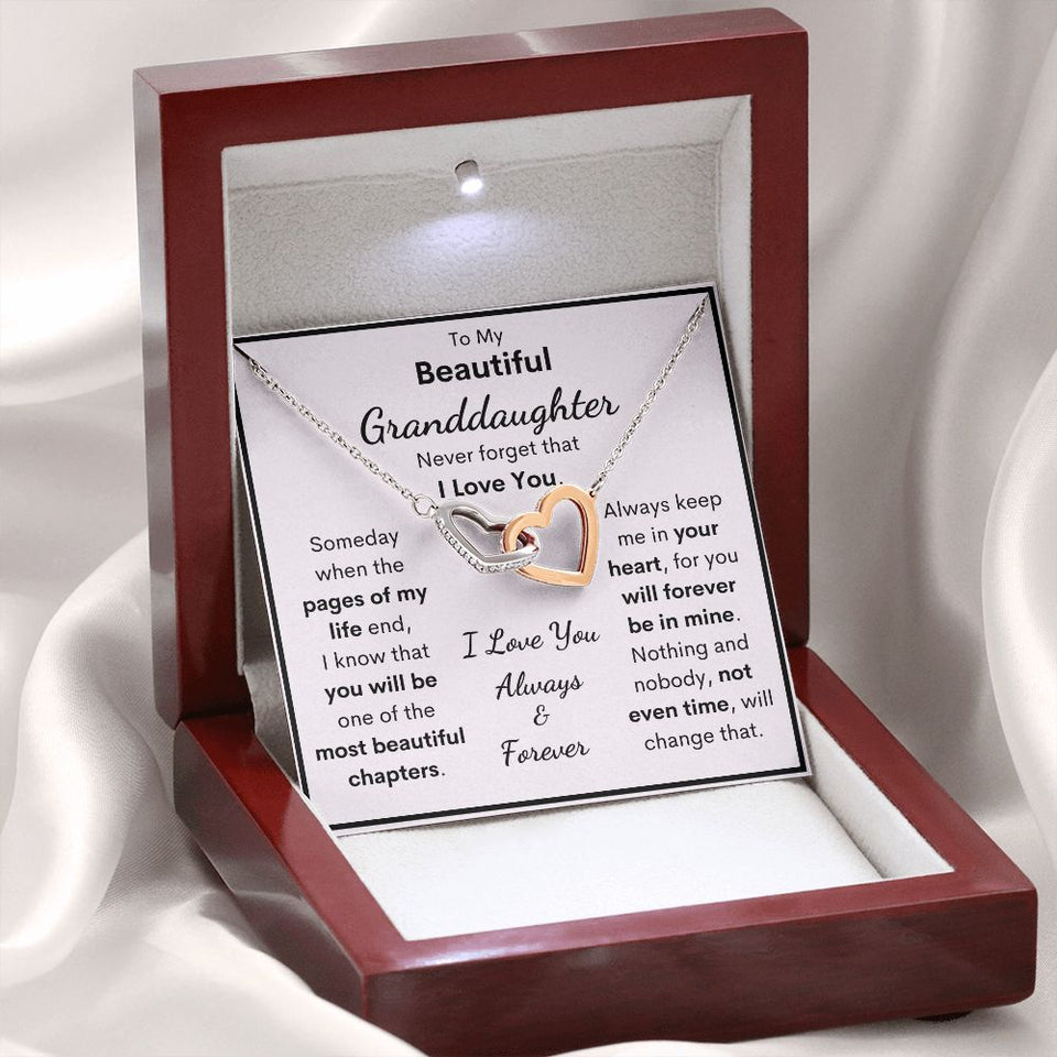 To My Beautiful Granddaughter Necklace, Someday When The Pages Of My Life End, Interlocking Hearts Necklace, Necklace for Granddaughter