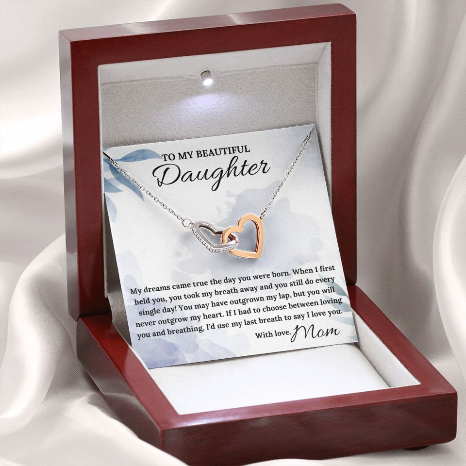You'll Never Outgrow My Heart - Interlocking Hearts Necklace For Daughter